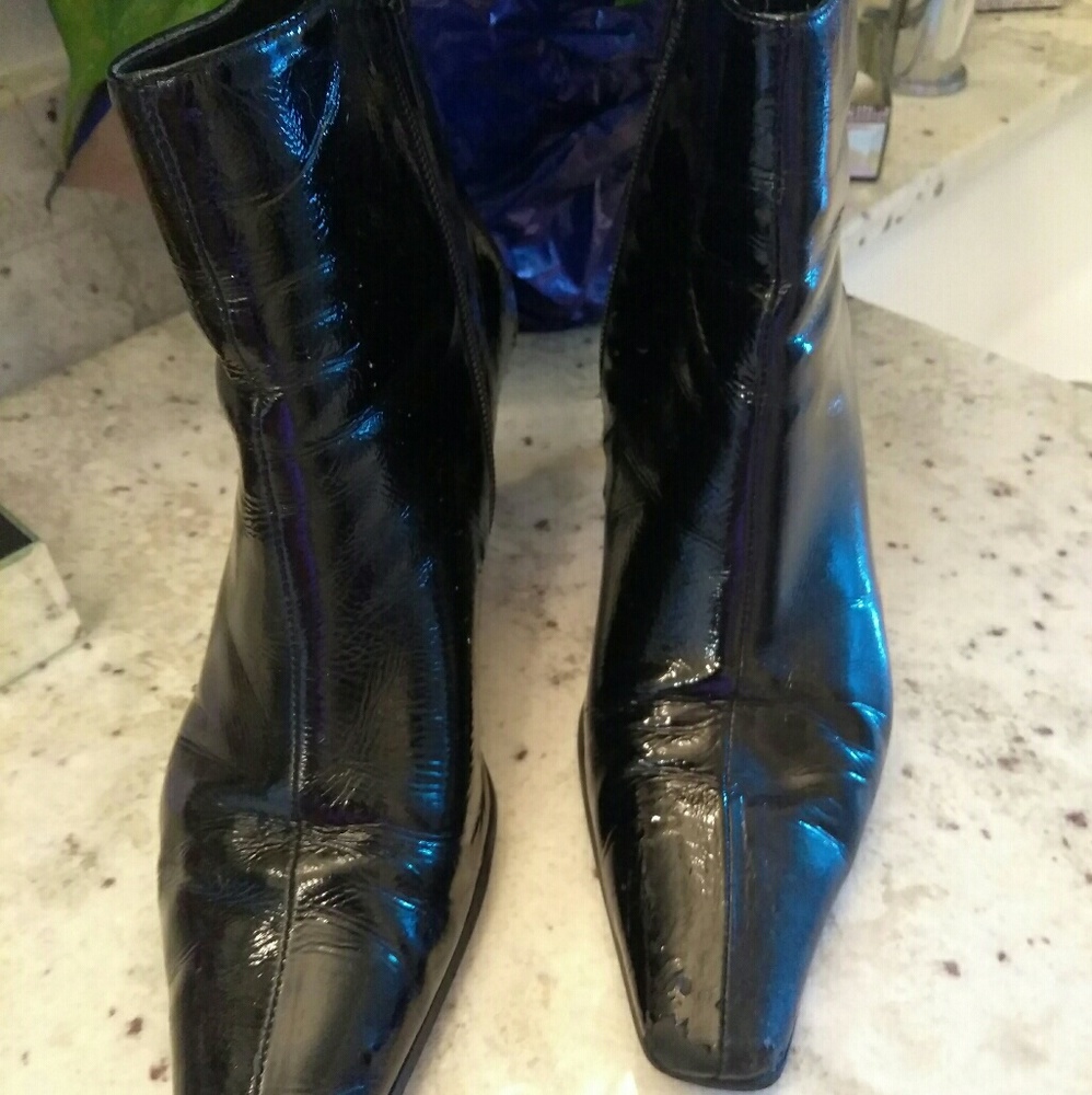 Etienne Aigner Patent Leather Ankle Boots